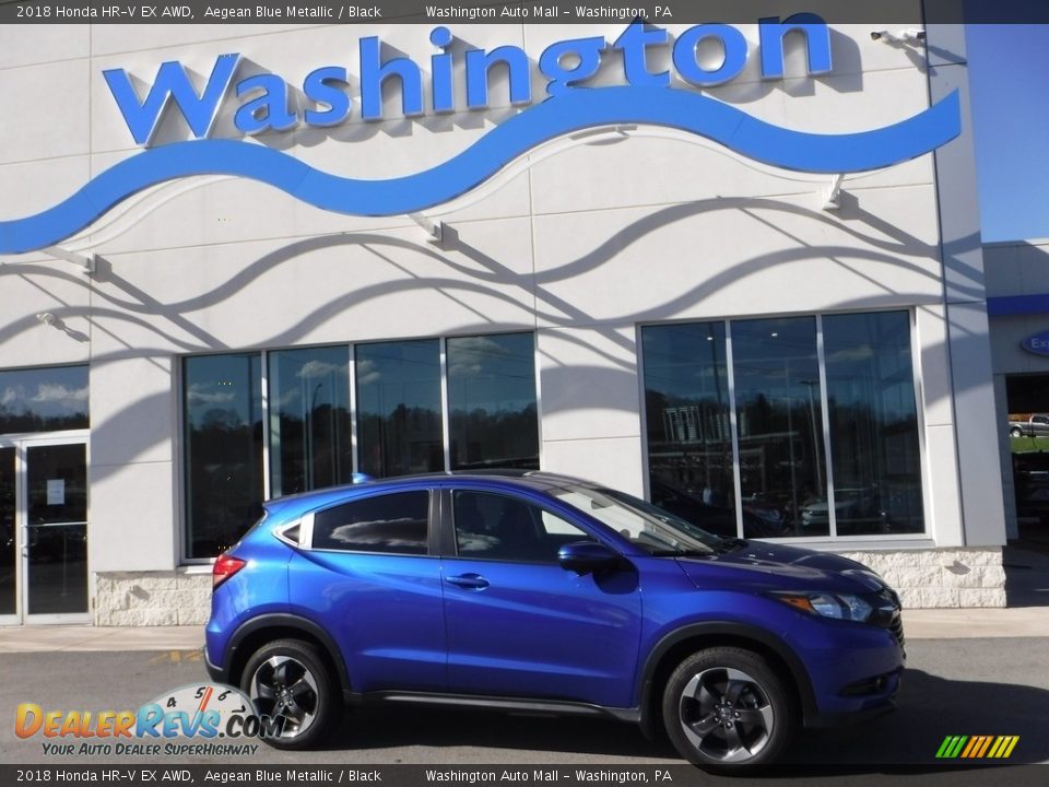 2018 Honda HR-V EX AWD Aegean Blue Metallic / Black Photo #2
