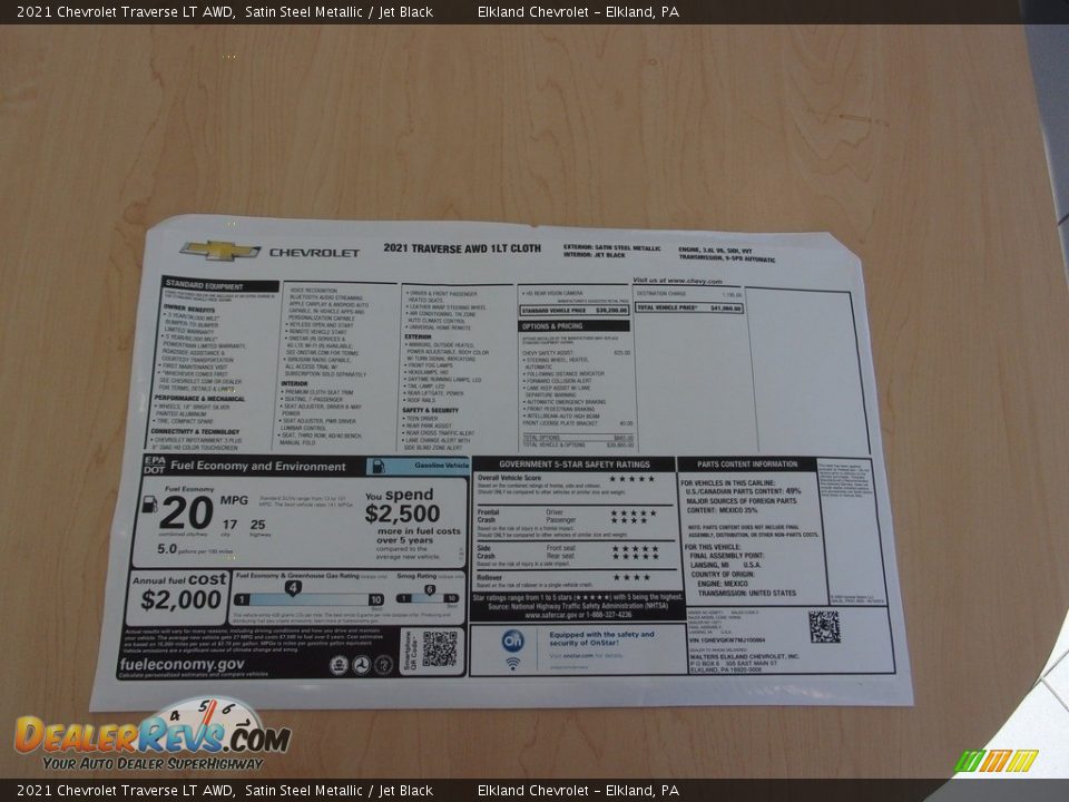 2021 Chevrolet Traverse LT AWD Satin Steel Metallic / Jet Black Photo #34