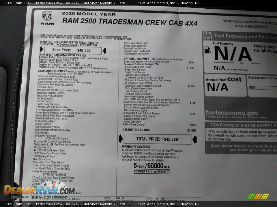 2020 Ram 2500 Tradesman Crew Cab 4x4 Billet Silver Metallic / Black Photo #25