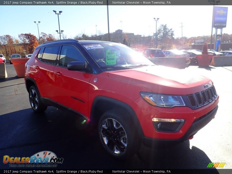 2017 Jeep Compass Trailhawk 4x4 Spitfire Orange / Black/Ruby Red Photo #10