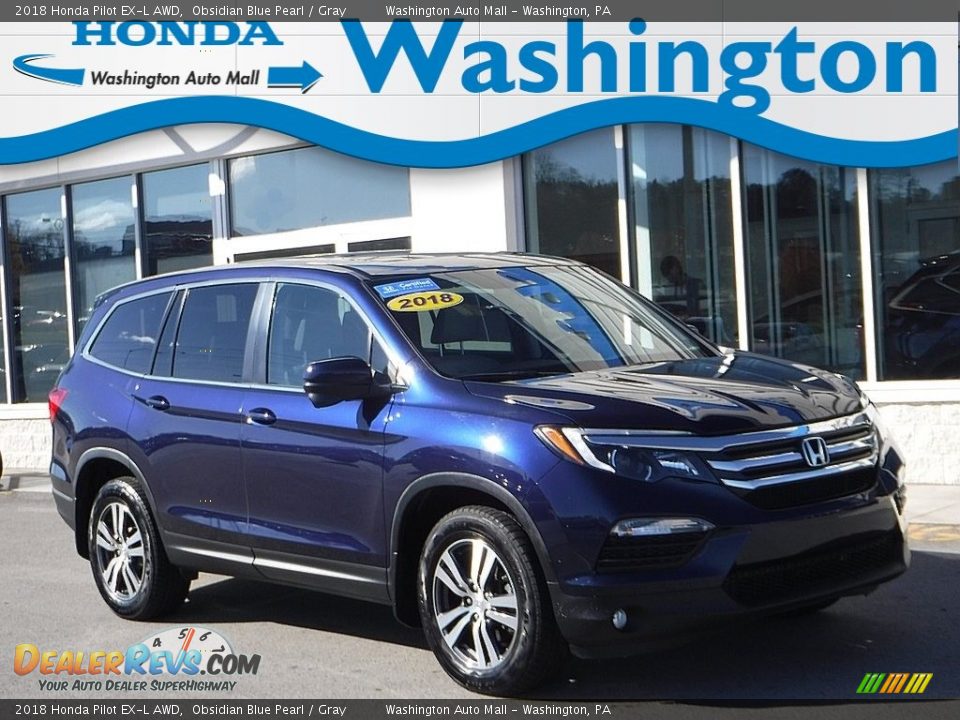 2018 Honda Pilot EX-L AWD Obsidian Blue Pearl / Gray Photo #1