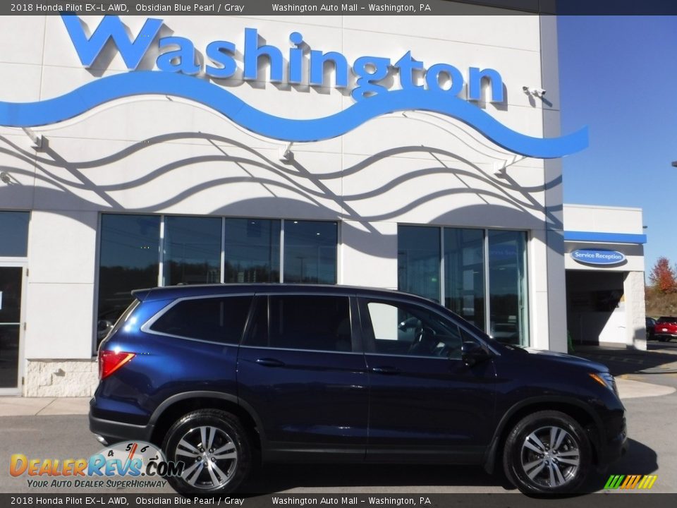 2018 Honda Pilot EX-L AWD Obsidian Blue Pearl / Gray Photo #2