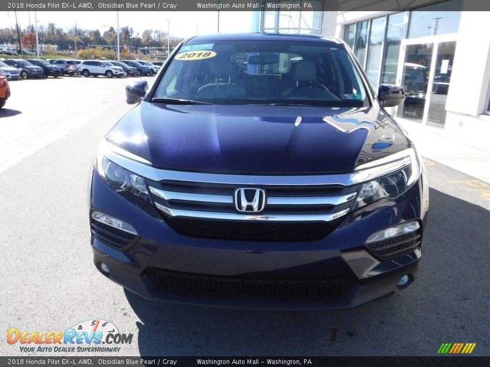 2018 Honda Pilot EX-L AWD Obsidian Blue Pearl / Gray Photo #5