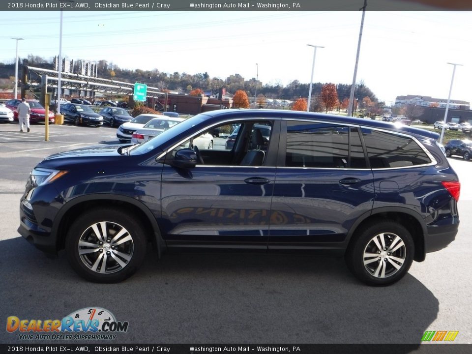 2018 Honda Pilot EX-L AWD Obsidian Blue Pearl / Gray Photo #7