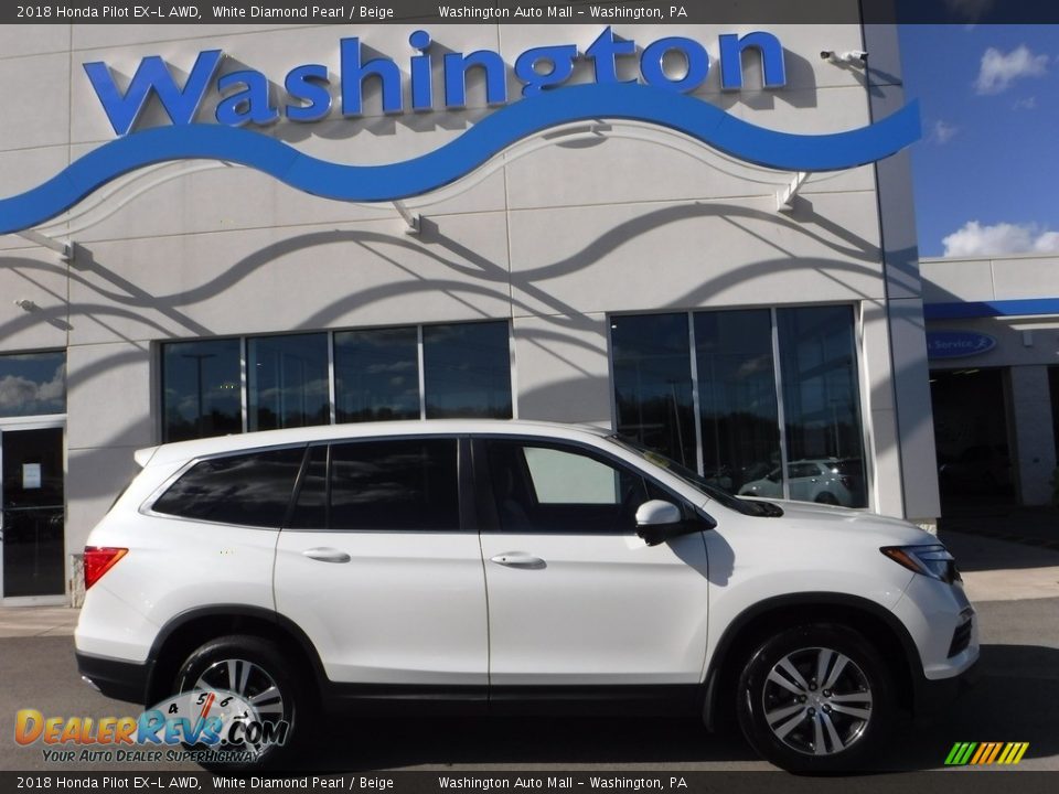 2018 Honda Pilot EX-L AWD White Diamond Pearl / Beige Photo #2