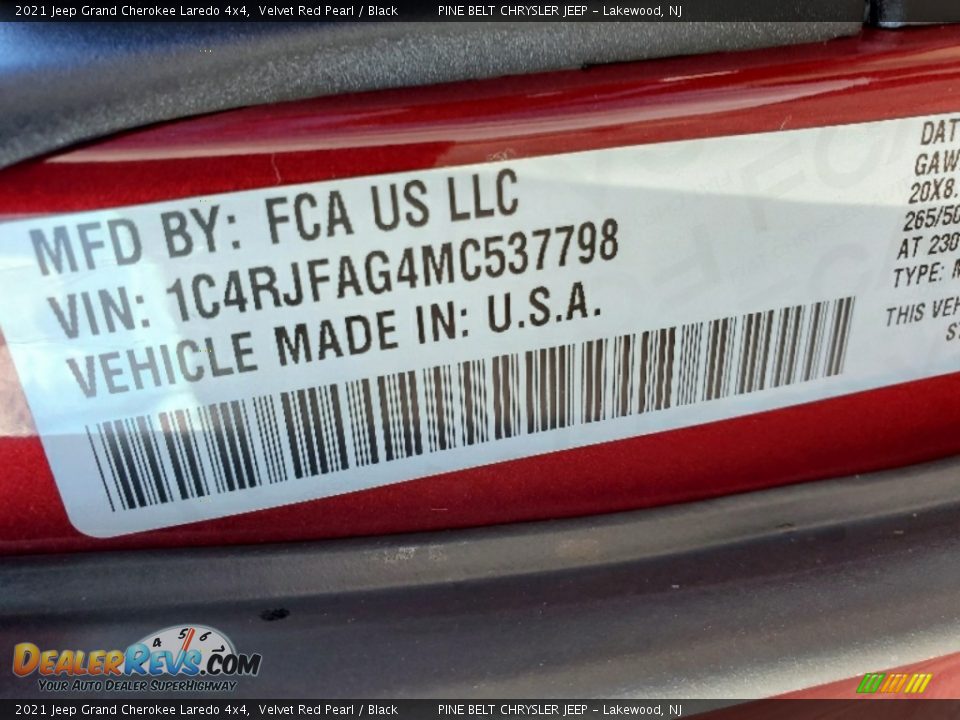 2021 Jeep Grand Cherokee Laredo 4x4 Velvet Red Pearl / Black Photo #13