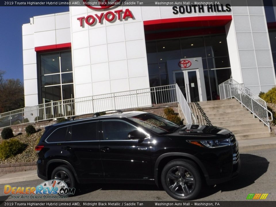 2019 Toyota Highlander Hybrid Limited AWD Midnight Black Metallic / Saddle Tan Photo #2
