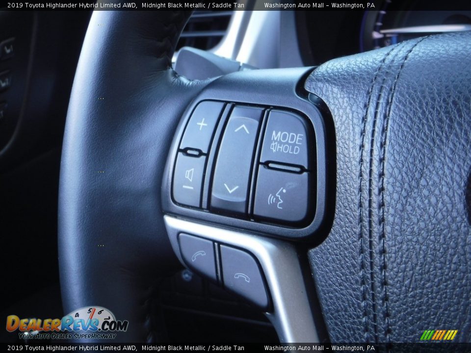 2019 Toyota Highlander Hybrid Limited AWD Midnight Black Metallic / Saddle Tan Photo #7