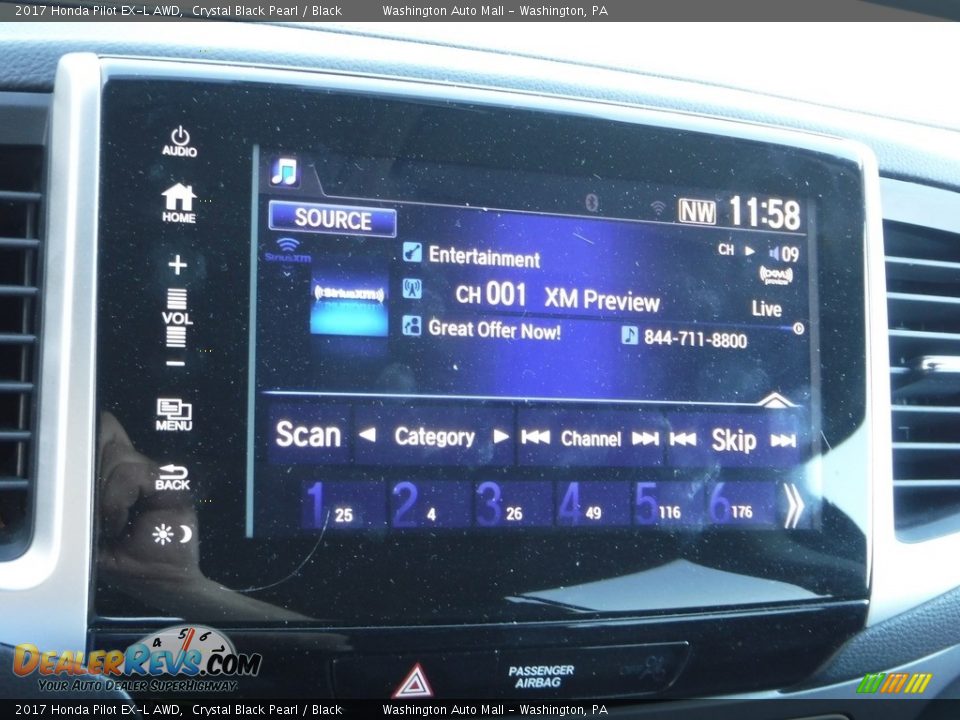 2017 Honda Pilot EX-L AWD Crystal Black Pearl / Black Photo #19