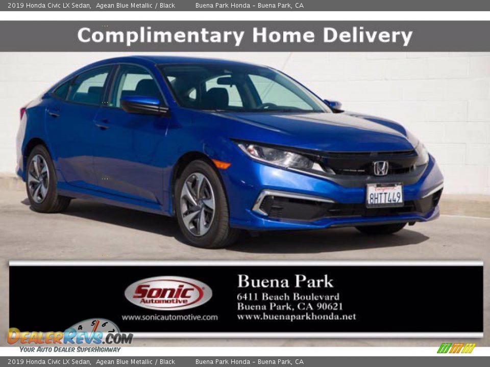 2019 Honda Civic LX Sedan Agean Blue Metallic / Black Photo #1