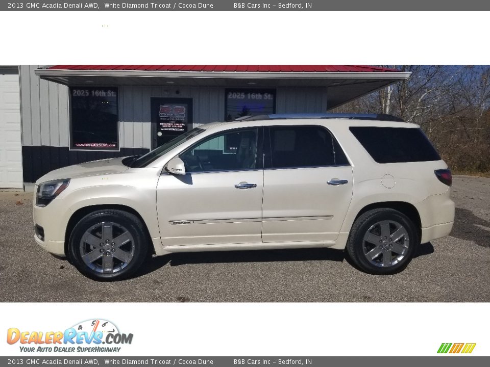 2013 GMC Acadia Denali AWD White Diamond Tricoat / Cocoa Dune Photo #7