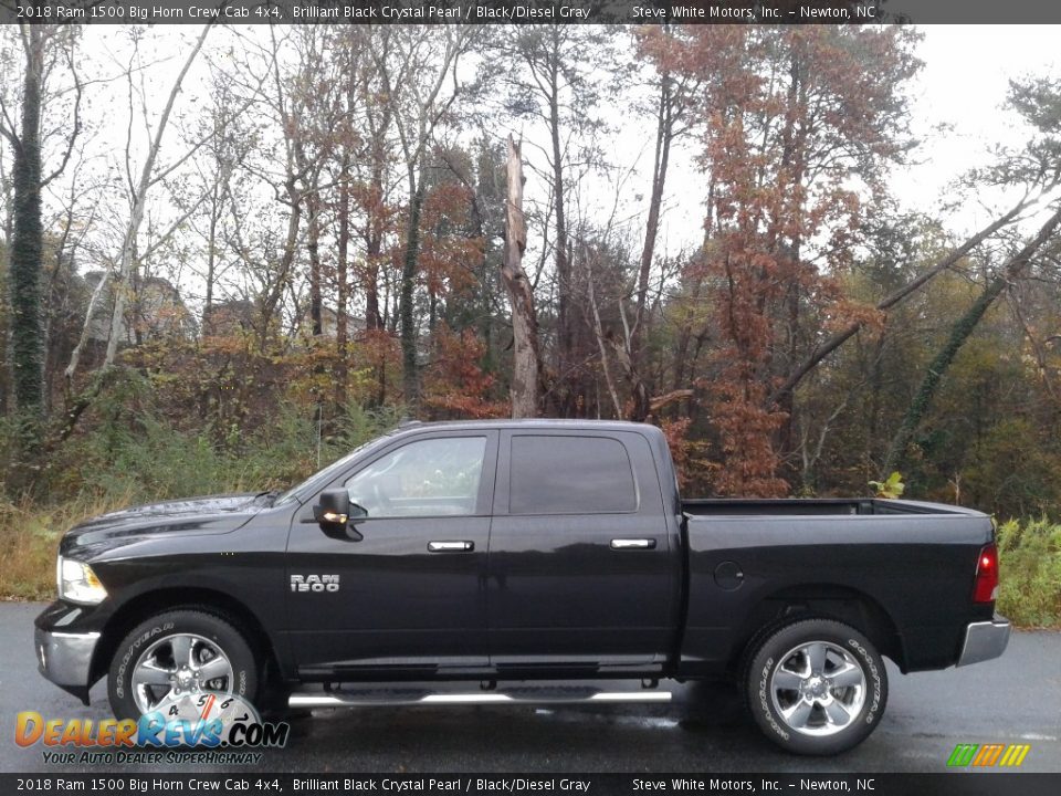 2018 Ram 1500 Big Horn Crew Cab 4x4 Brilliant Black Crystal Pearl / Black/Diesel Gray Photo #1