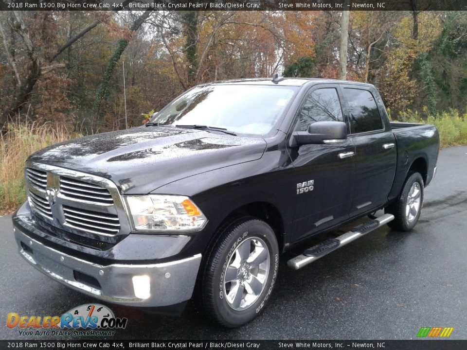 2018 Ram 1500 Big Horn Crew Cab 4x4 Brilliant Black Crystal Pearl / Black/Diesel Gray Photo #2