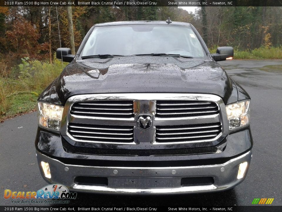 2018 Ram 1500 Big Horn Crew Cab 4x4 Brilliant Black Crystal Pearl / Black/Diesel Gray Photo #3