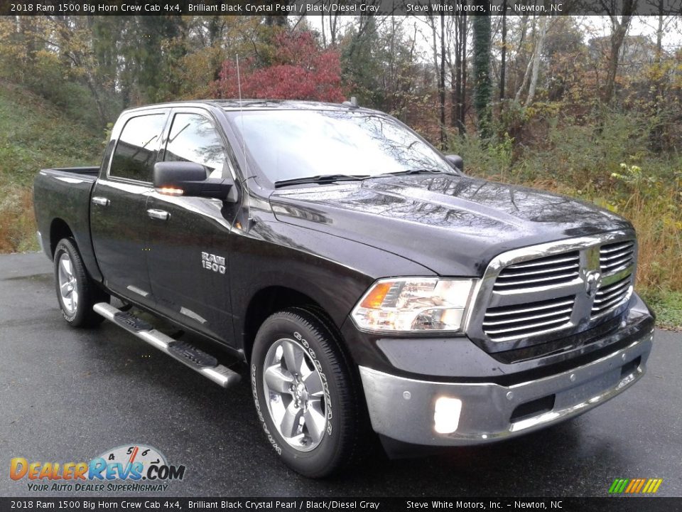 2018 Ram 1500 Big Horn Crew Cab 4x4 Brilliant Black Crystal Pearl / Black/Diesel Gray Photo #4