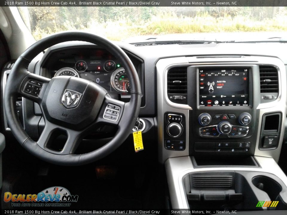 2018 Ram 1500 Big Horn Crew Cab 4x4 Brilliant Black Crystal Pearl / Black/Diesel Gray Photo #19