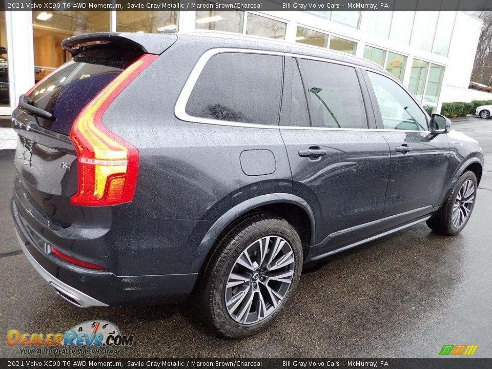 2021 Volvo XC90 T6 AWD Momentum Savile Gray Metallic / Maroon Brown/Charcoal Photo #2