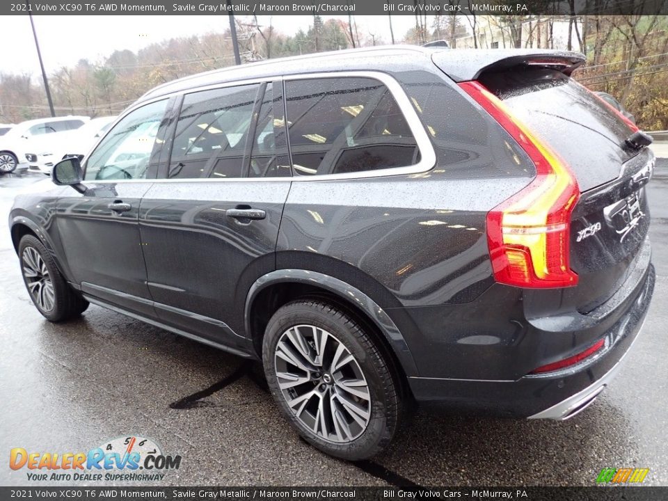 2021 Volvo XC90 T6 AWD Momentum Savile Gray Metallic / Maroon Brown/Charcoal Photo #4