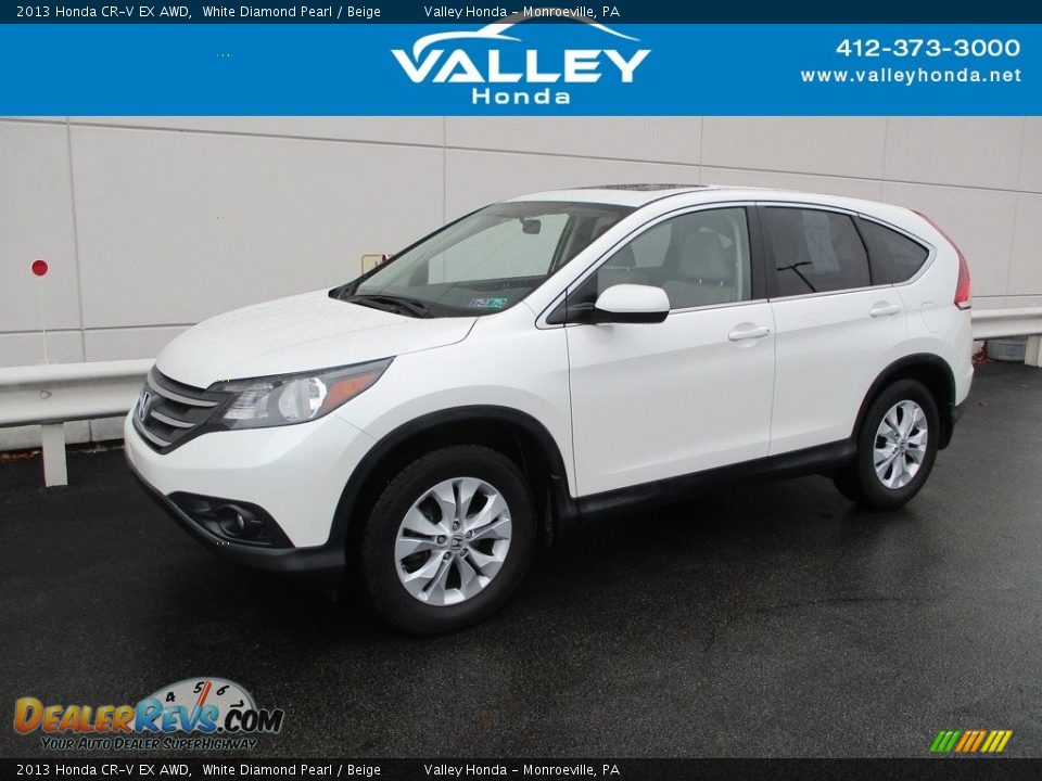 2013 Honda CR-V EX AWD White Diamond Pearl / Beige Photo #1