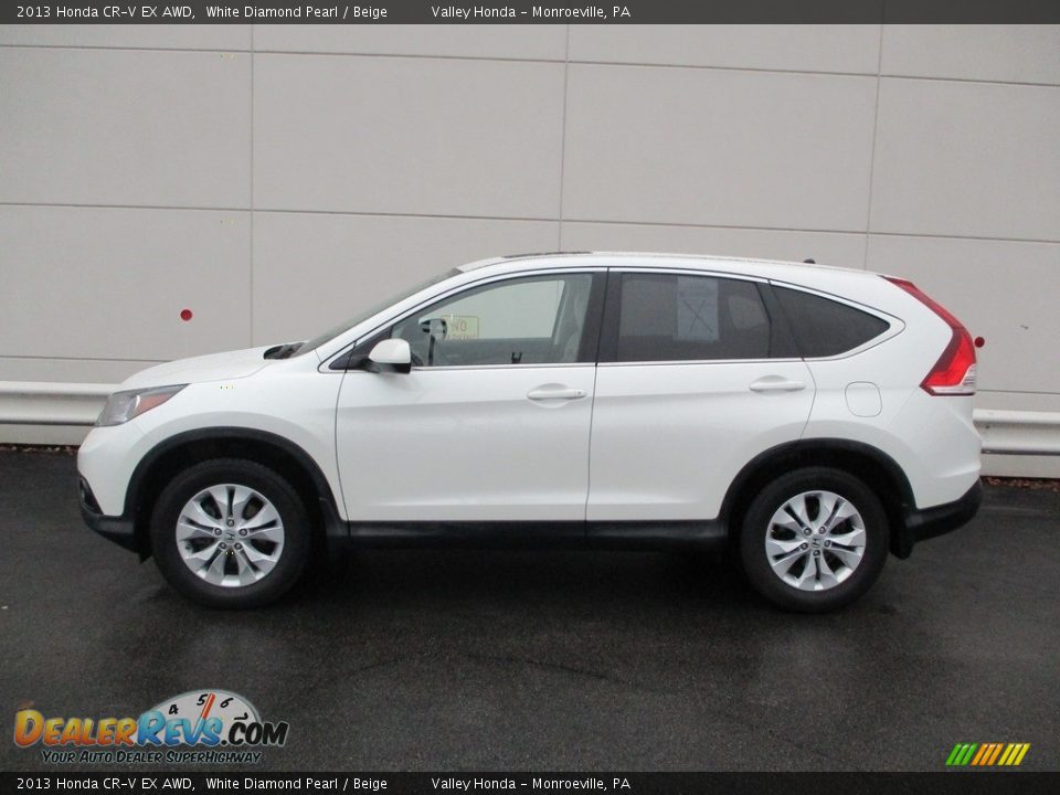 2013 Honda CR-V EX AWD White Diamond Pearl / Beige Photo #2