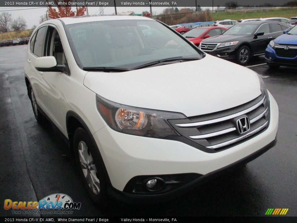 2013 Honda CR-V EX AWD White Diamond Pearl / Beige Photo #7