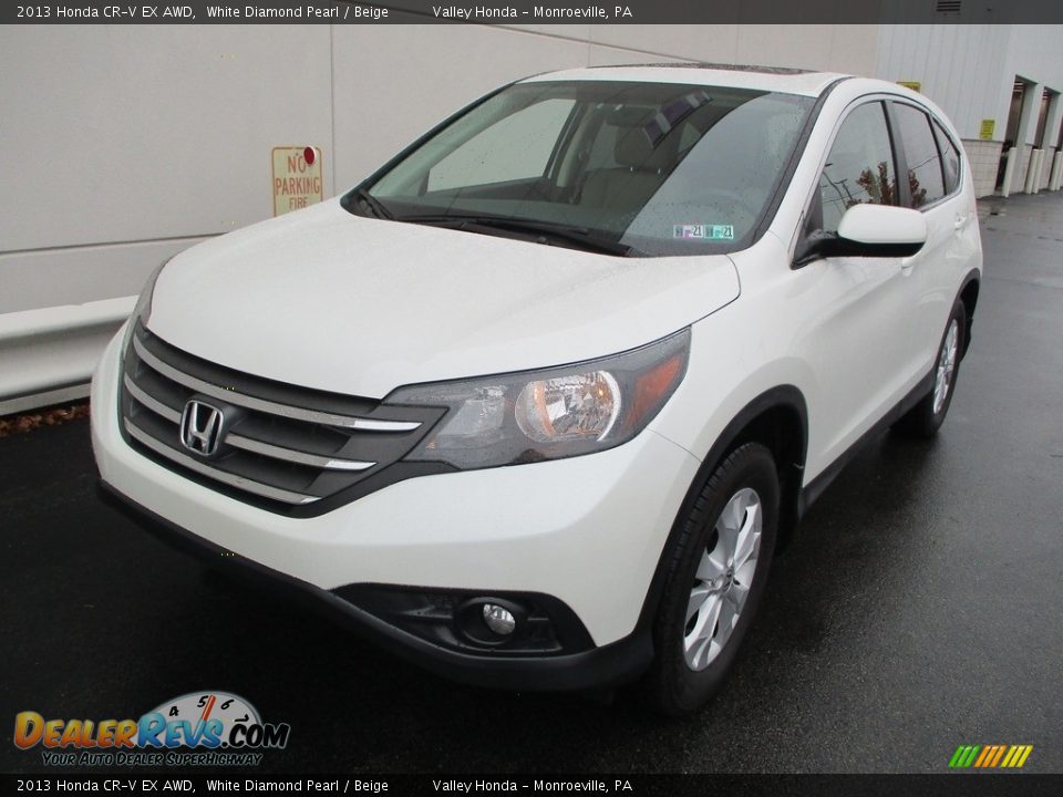 2013 Honda CR-V EX AWD White Diamond Pearl / Beige Photo #9