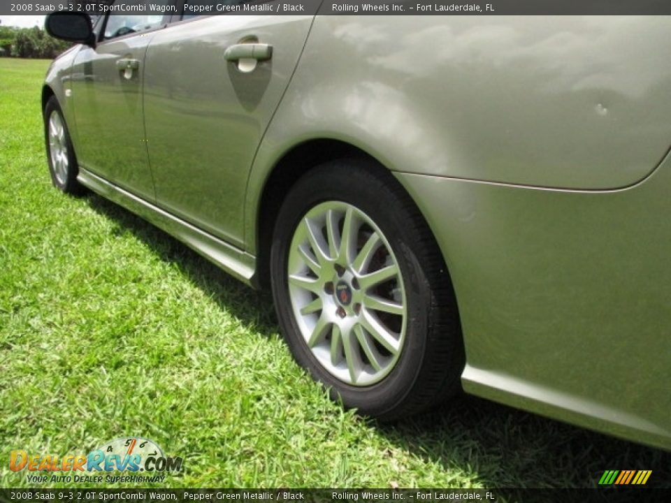 2008 Saab 9-3 2.0T SportCombi Wagon Pepper Green Metallic / Black Photo #26