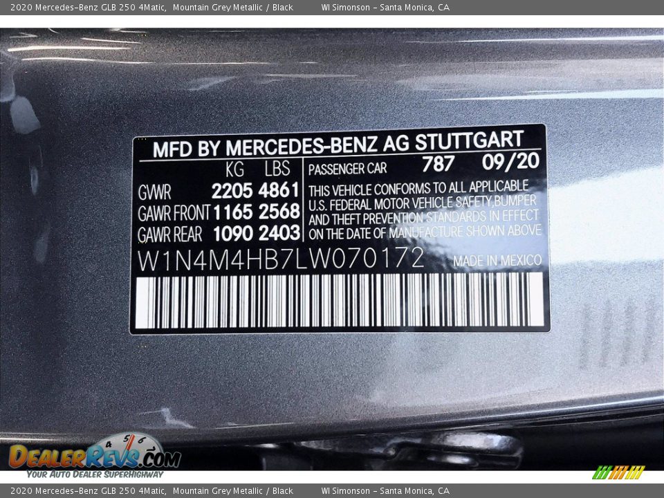 2020 Mercedes-Benz GLB 250 4Matic Mountain Grey Metallic / Black Photo #11