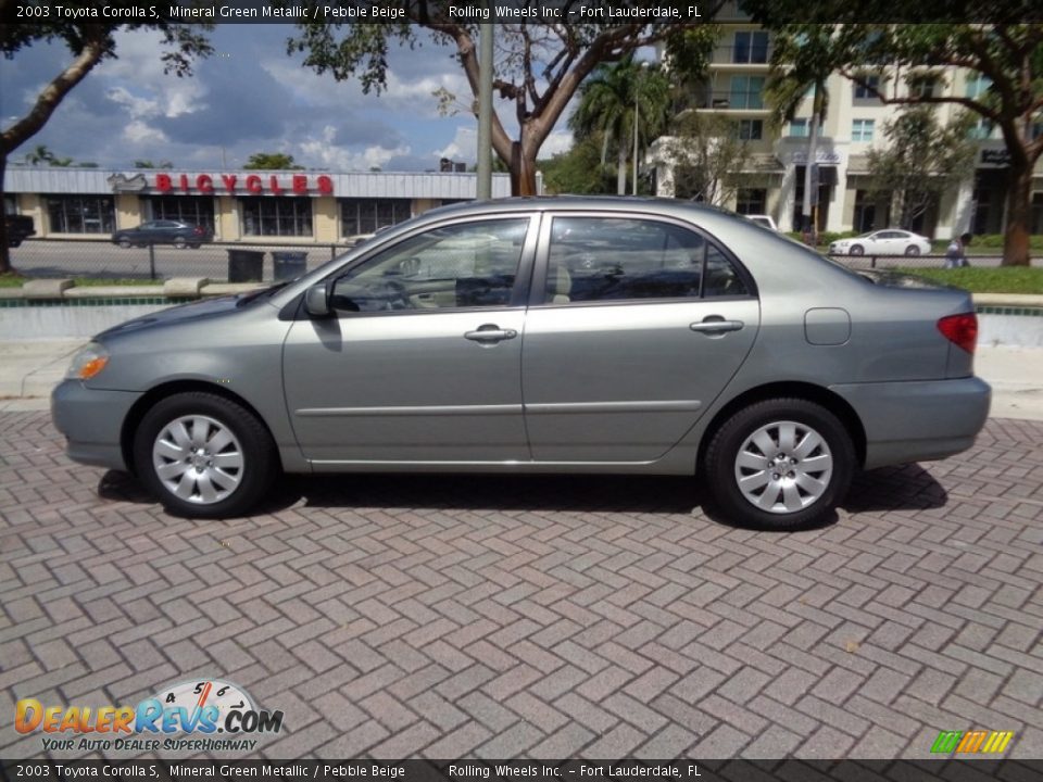 2003 Toyota Corolla S Mineral Green Metallic / Pebble Beige Photo #3