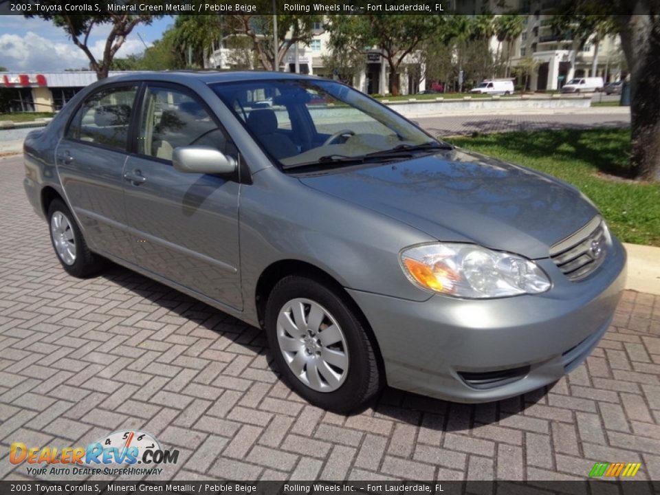 2003 Toyota Corolla S Mineral Green Metallic / Pebble Beige Photo #13