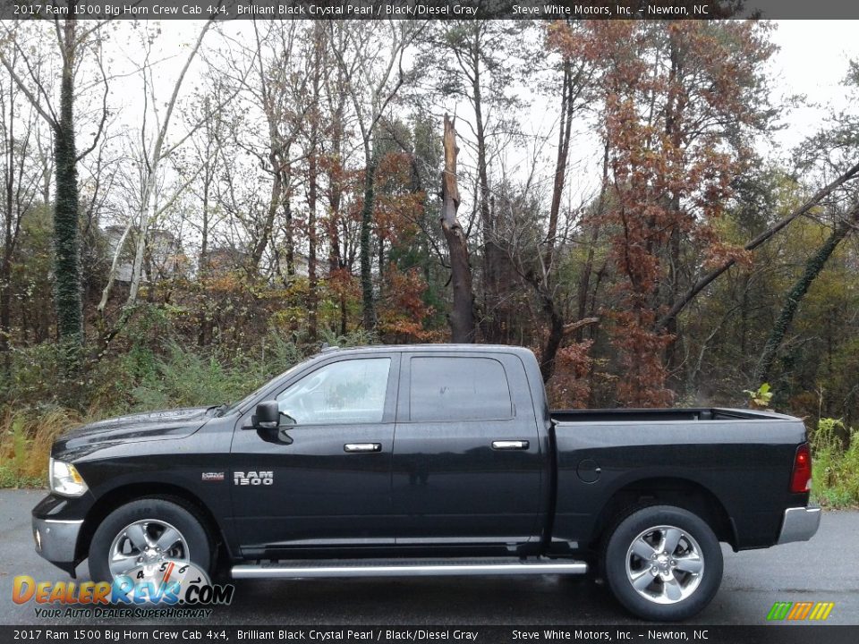 2017 Ram 1500 Big Horn Crew Cab 4x4 Brilliant Black Crystal Pearl / Black/Diesel Gray Photo #1