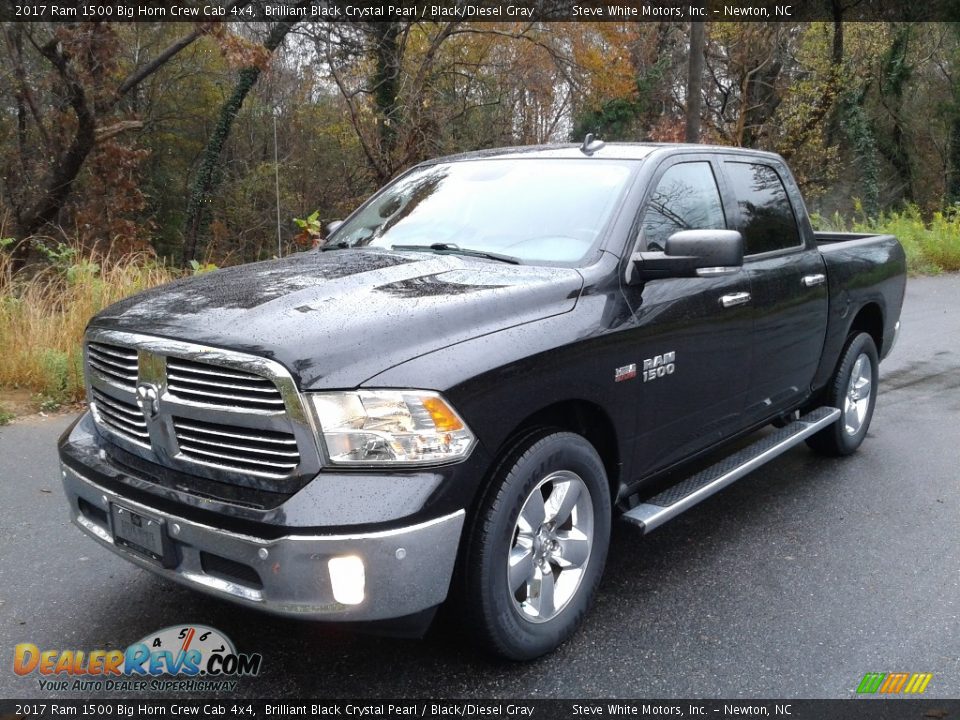 2017 Ram 1500 Big Horn Crew Cab 4x4 Brilliant Black Crystal Pearl / Black/Diesel Gray Photo #2