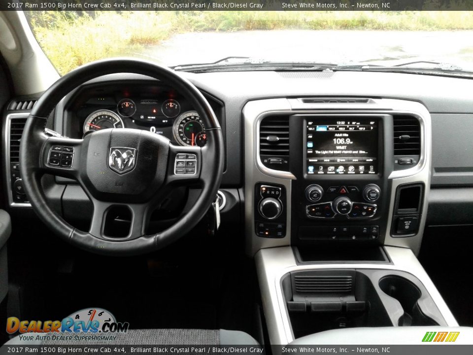 2017 Ram 1500 Big Horn Crew Cab 4x4 Brilliant Black Crystal Pearl / Black/Diesel Gray Photo #19