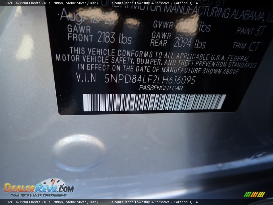 2020 Hyundai Elantra Value Edition Stellar Silver / Black Photo #12