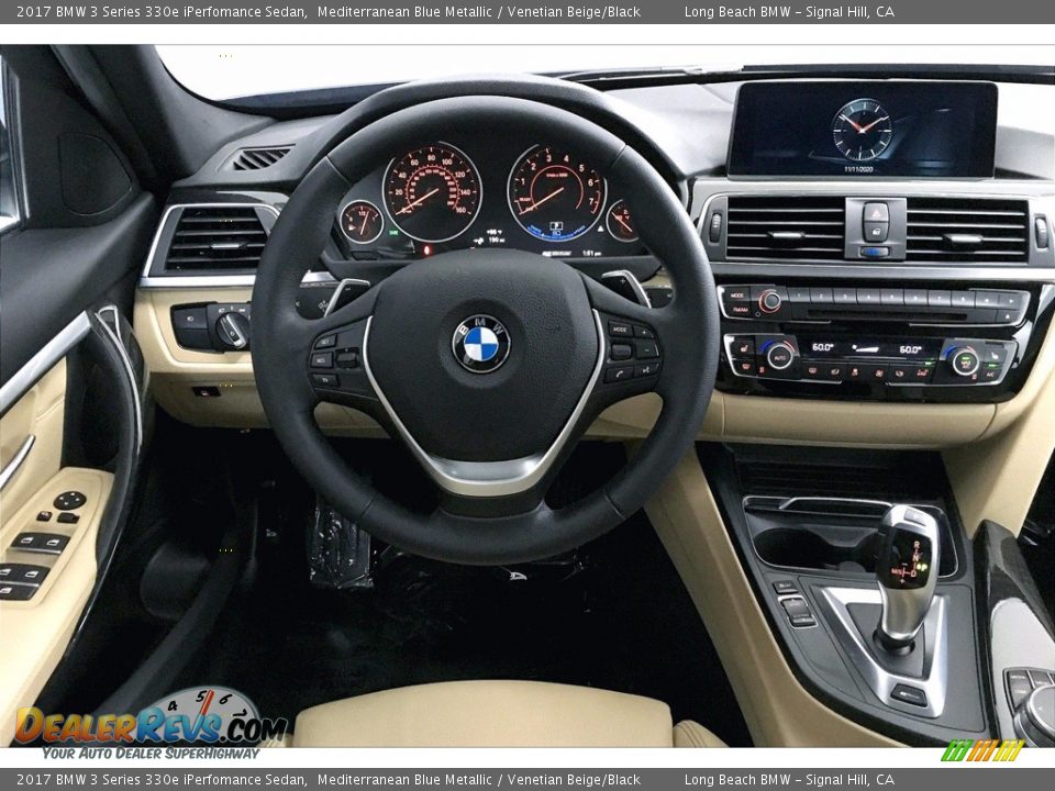 2017 BMW 3 Series 330e iPerfomance Sedan Mediterranean Blue Metallic / Venetian Beige/Black Photo #4