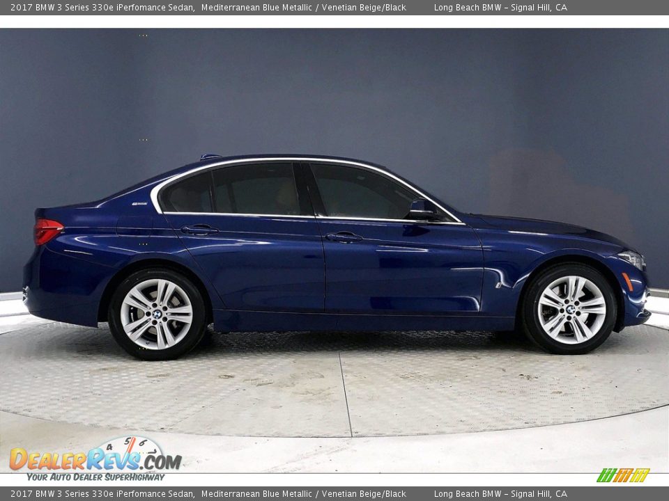 2017 BMW 3 Series 330e iPerfomance Sedan Mediterranean Blue Metallic / Venetian Beige/Black Photo #14