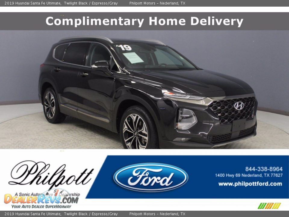 2019 Hyundai Santa Fe Ultimate Twilight Black / Espresso/Gray Photo #1