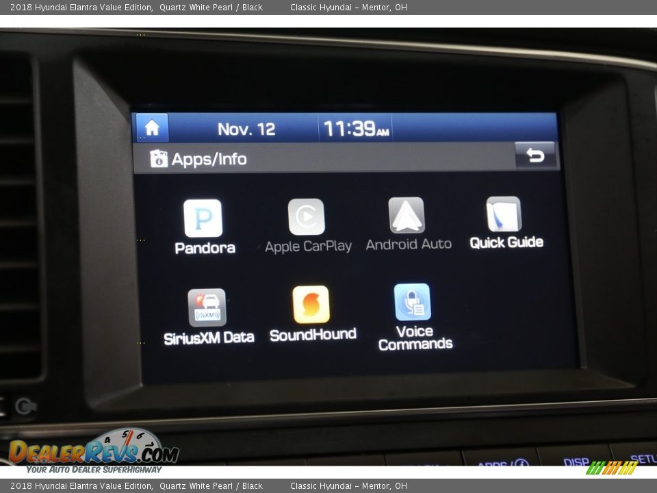 2018 Hyundai Elantra Value Edition Quartz White Pearl / Black Photo #12