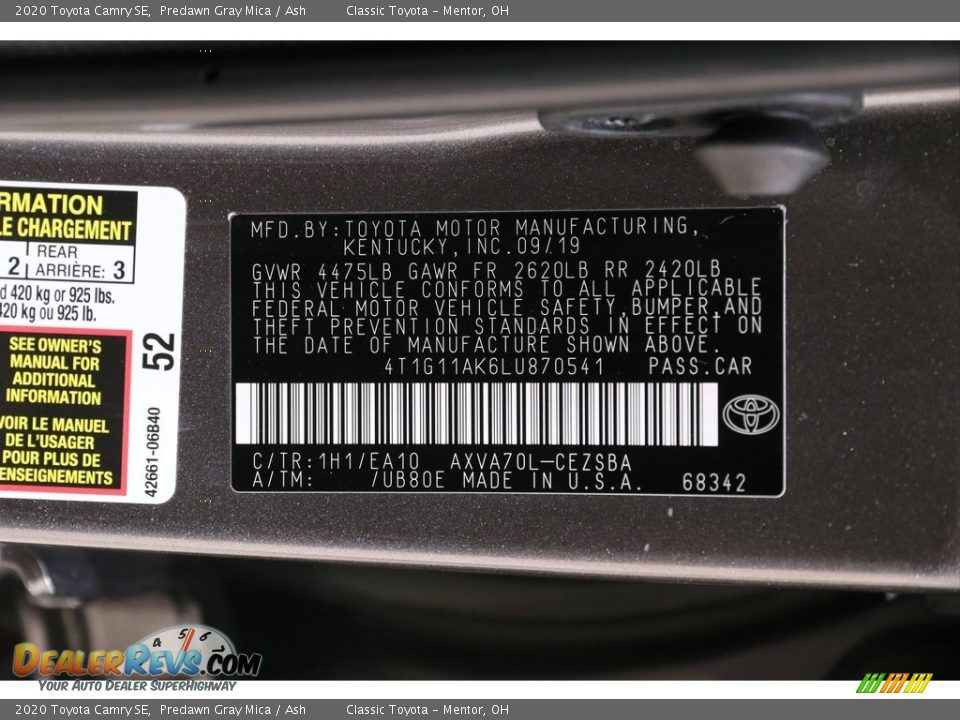 2020 Toyota Camry SE Predawn Gray Mica / Ash Photo #22