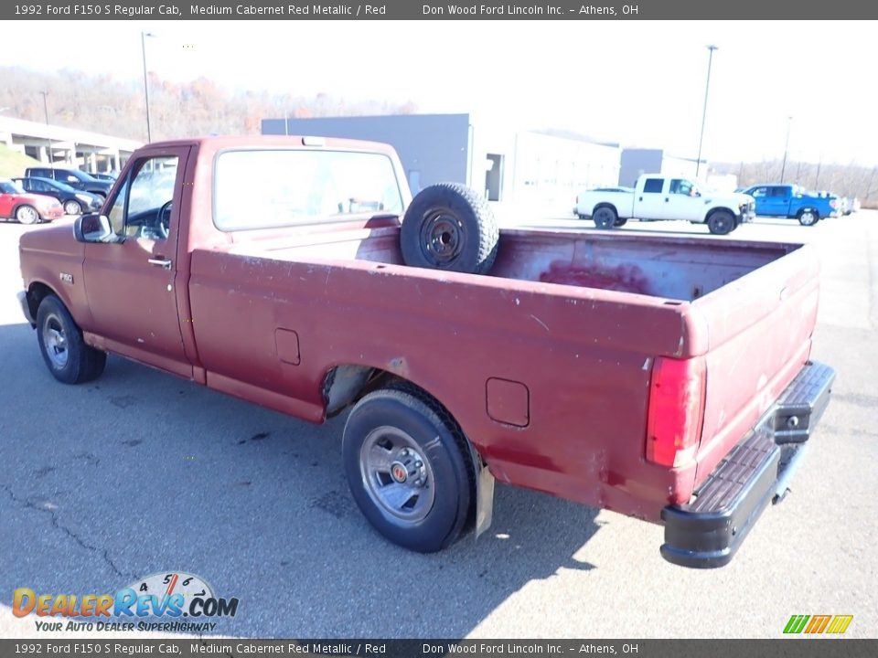 1992 Ford F150 S Regular Cab Medium Cabernet Red Metallic / Red Photo #7