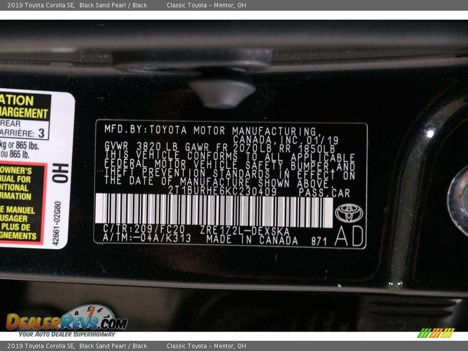 2019 Toyota Corolla SE Black Sand Pearl / Black Photo #22