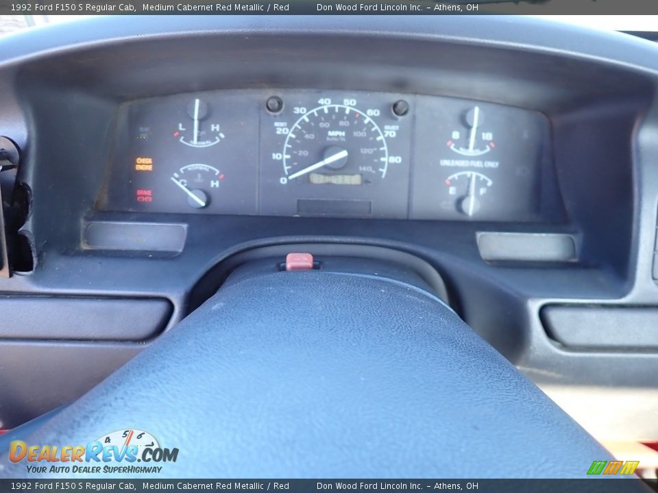 1992 Ford F150 S Regular Cab Medium Cabernet Red Metallic / Red Photo #15