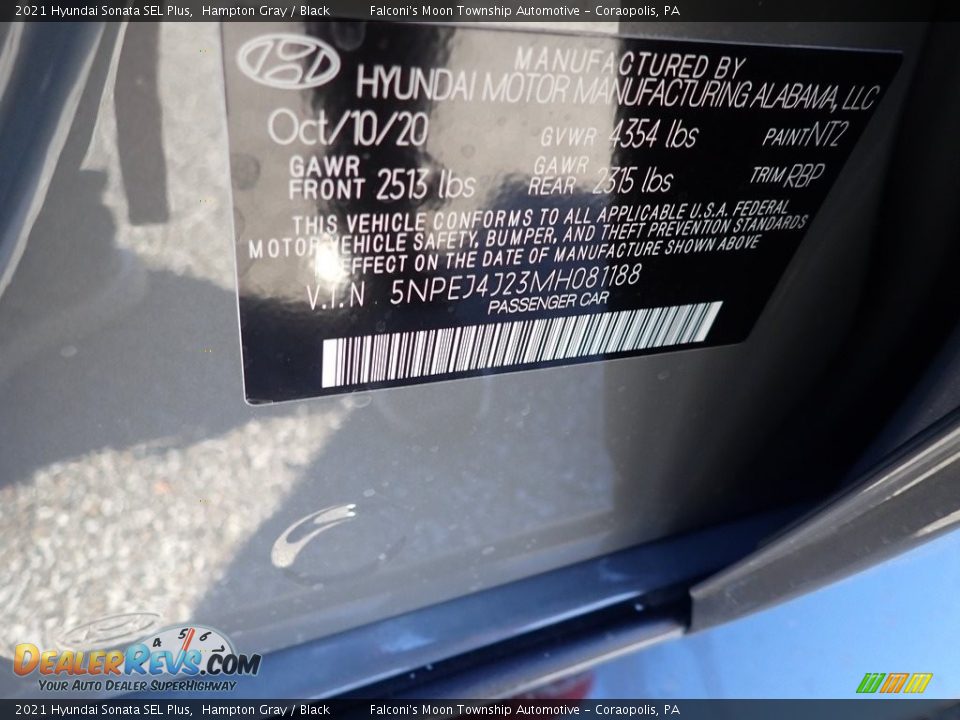 2021 Hyundai Sonata SEL Plus Hampton Gray / Black Photo #12