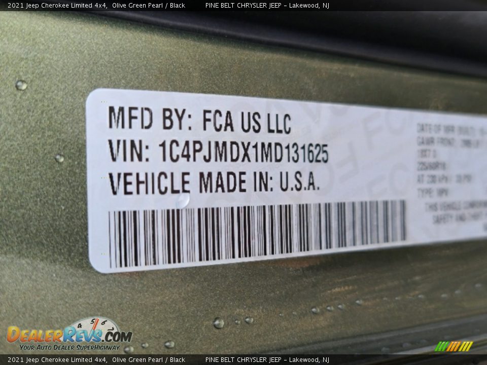 2021 Jeep Cherokee Limited 4x4 Olive Green Pearl / Black Photo #14