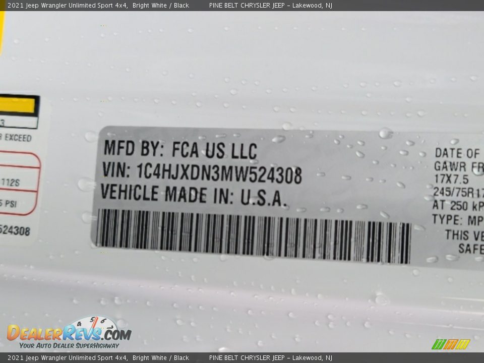 2021 Jeep Wrangler Unlimited Sport 4x4 Bright White / Black Photo #14