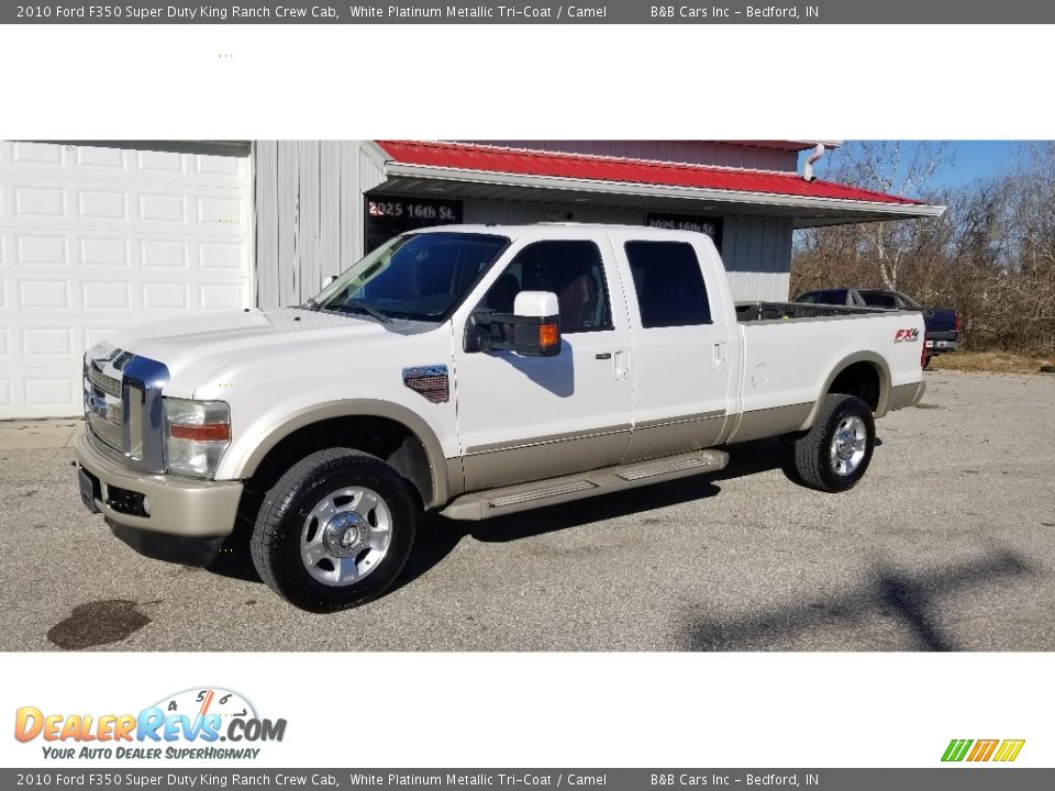 2010 Ford F350 Super Duty King Ranch Crew Cab White Platinum Metallic Tri-Coat / Camel Photo #1