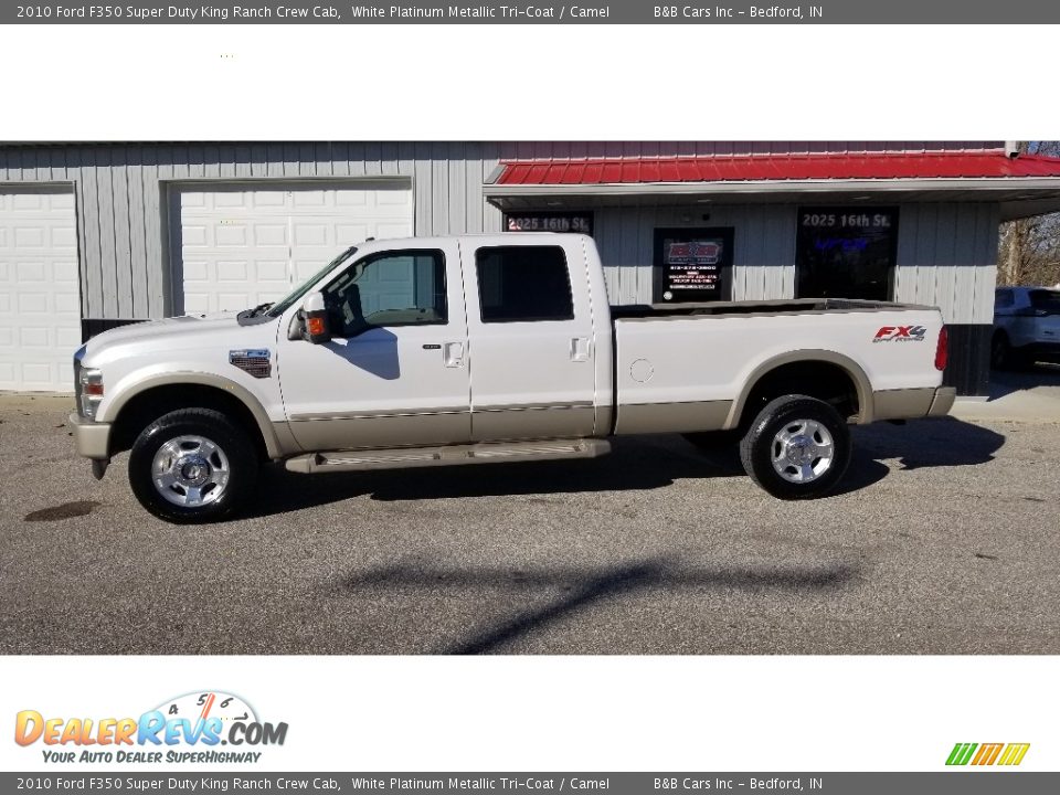 2010 Ford F350 Super Duty King Ranch Crew Cab White Platinum Metallic Tri-Coat / Camel Photo #2