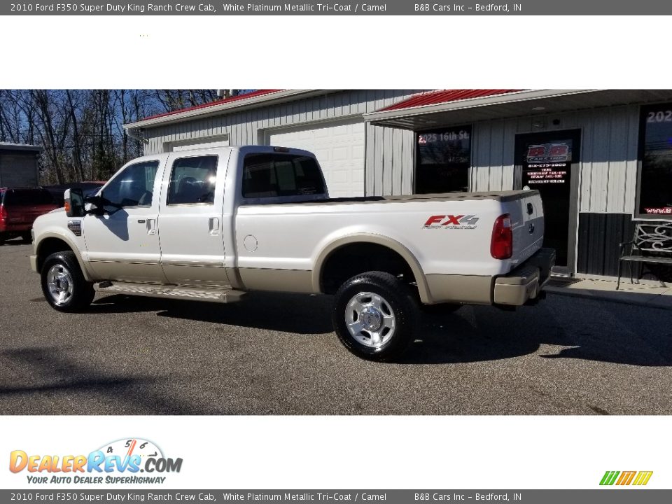 2010 Ford F350 Super Duty King Ranch Crew Cab White Platinum Metallic Tri-Coat / Camel Photo #3