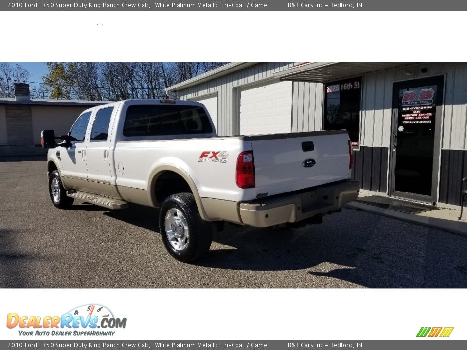 2010 Ford F350 Super Duty King Ranch Crew Cab White Platinum Metallic Tri-Coat / Camel Photo #4