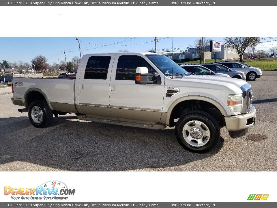 2010 Ford F350 Super Duty King Ranch Crew Cab White Platinum Metallic Tri-Coat / Camel Photo #7